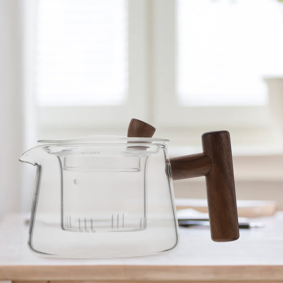DOITOOL Clear Glass Teapot 500Ml Stovetop Tea Kettle Teapot with Side Handle for Loose Leaf Tea Blooming Flower Chinese Set Glass for Home Office