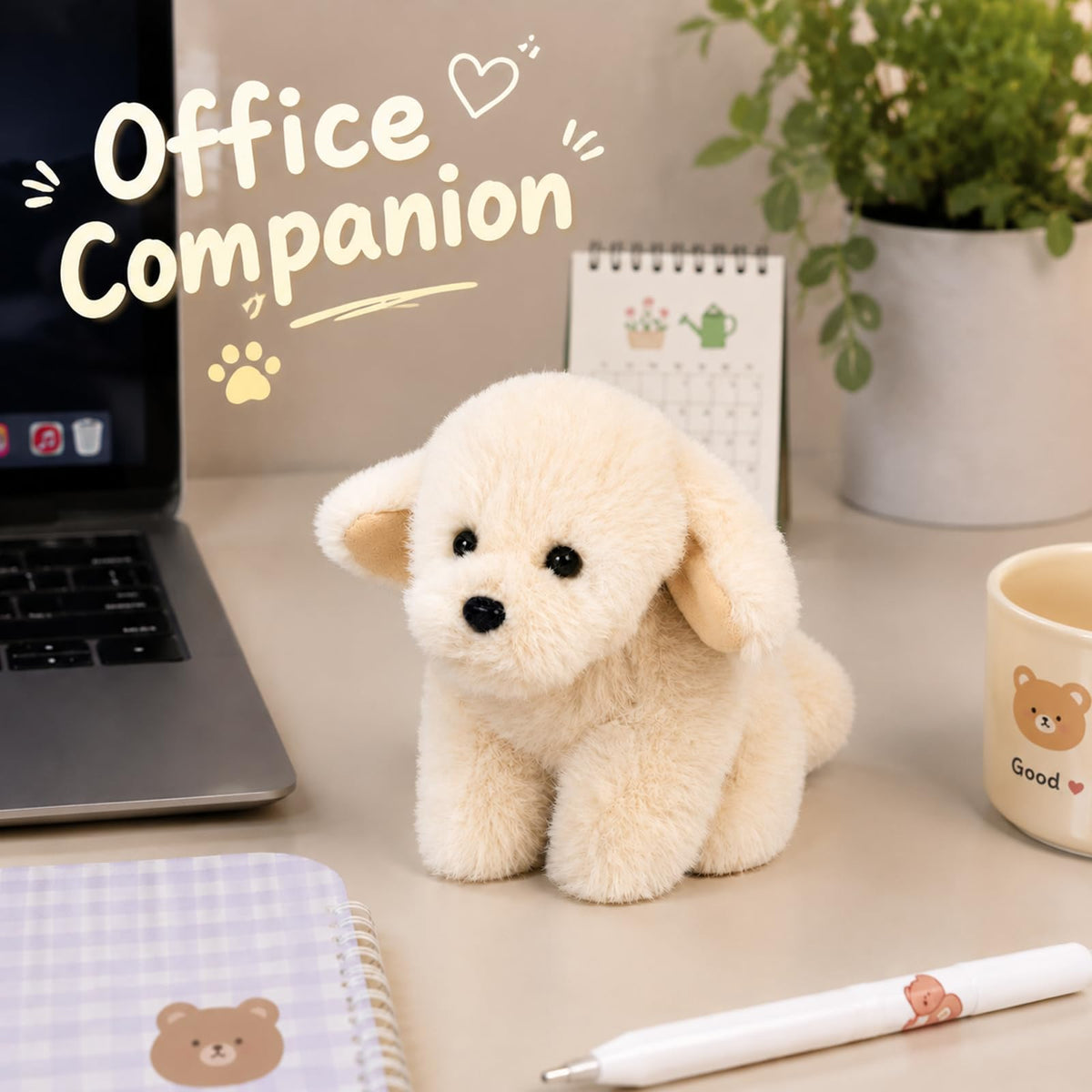 Mushymallow Sitting Dog Stuffed Animal Soft Dog Plush Toy, White