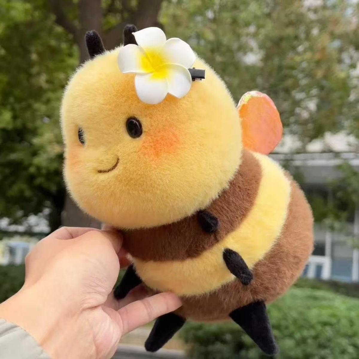 RHHSSE Chubby Smiling Bee Plush, Lucky Soft Bumblebee Plush Toy, Cute Bee Stuffed Animal, The Best Gift for Child and Partners(8 inch)