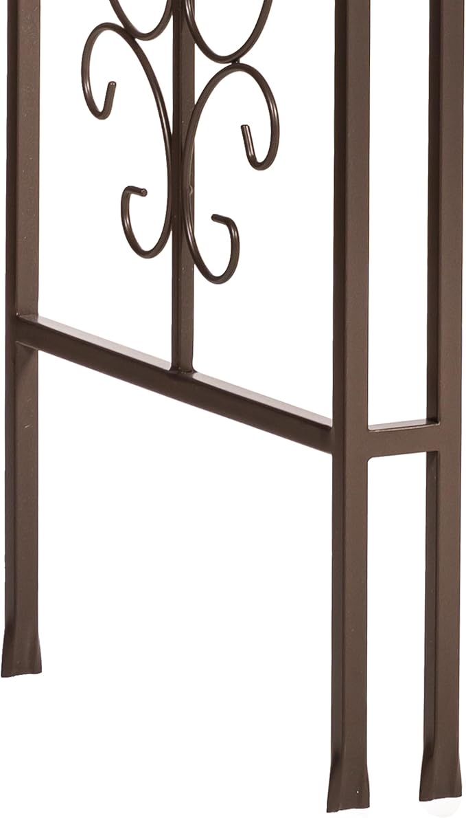 Evergreen Plow & Hearth Montebello-Gunmetal Garden Arbor - 7 Feet Tall | Slim Metal Arch with Iron Trellis for Climbing Plants | Elegant Wedding Arbor | Outdoor Patio & Garden Decor