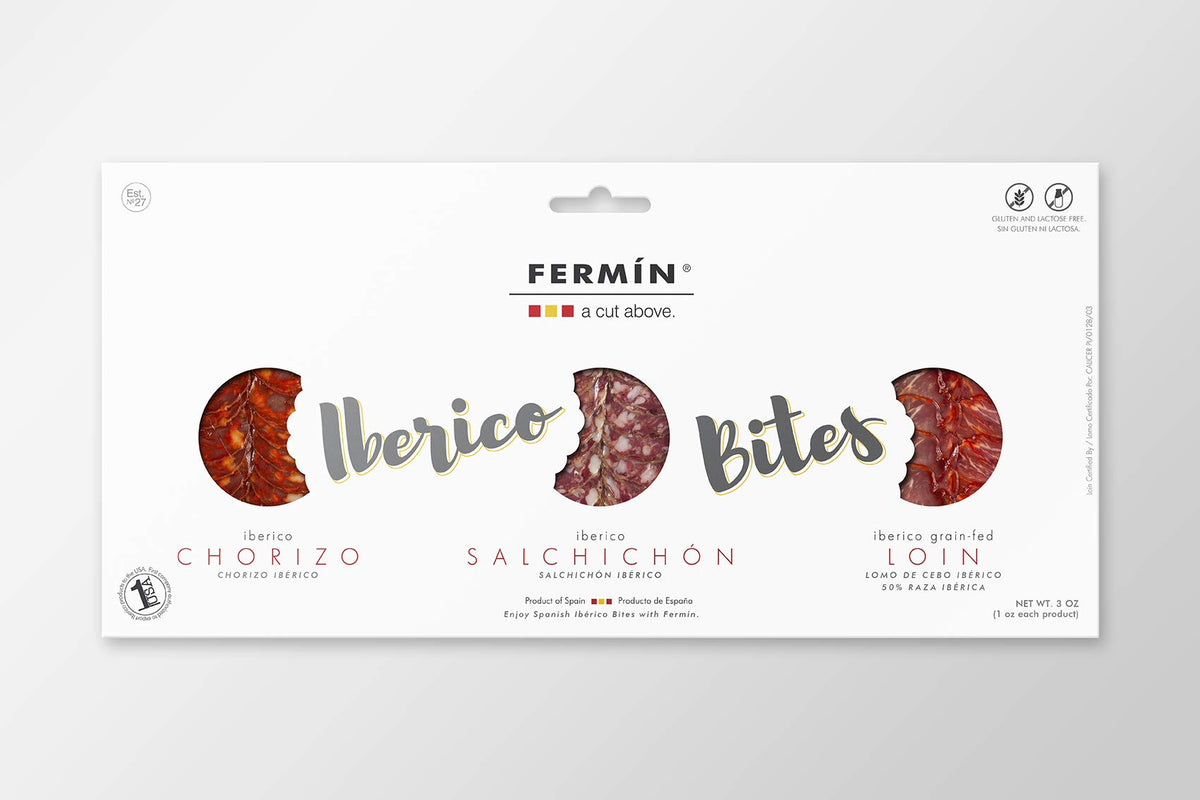 Fermin a Cut Above "Iberico Bites " ( Ibérico Chorizo, Ibérico Salchichón and Ibérico Grain-fed Loin) 3 oz pack (2)