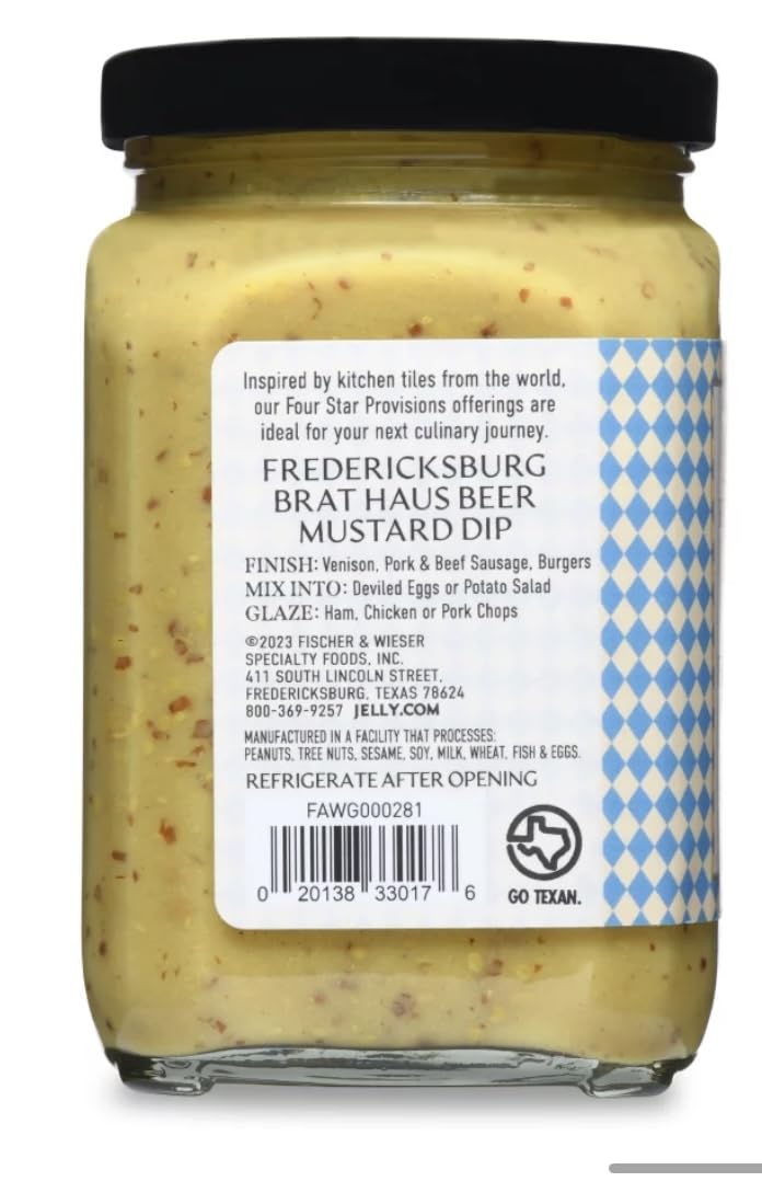 Four Star Provisions Fischer & Wieser - Sauces, Spreads, Jellies, Jams & Dips (Fredericksburg Brat Haus Beer Mustard Dip 11.1oz)