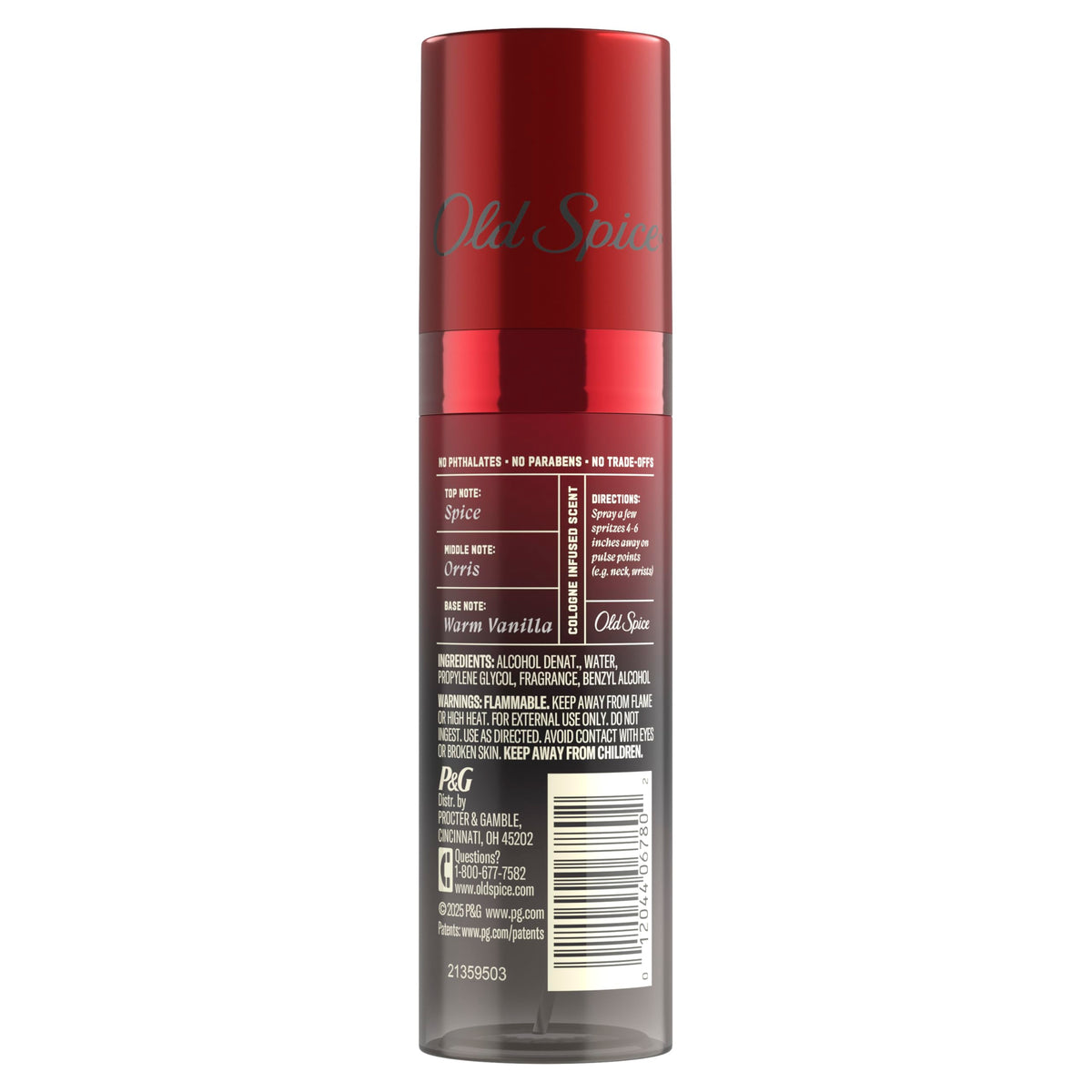 Old Spice Cologne Mist for Men, The Spice Alchemist Collection, 24/7 Cologne Infused Scent, No Trade Off Formula, Free of Parabens & Phthalates, Cashmere + Vanilla Wood Scent, 3.8 oz