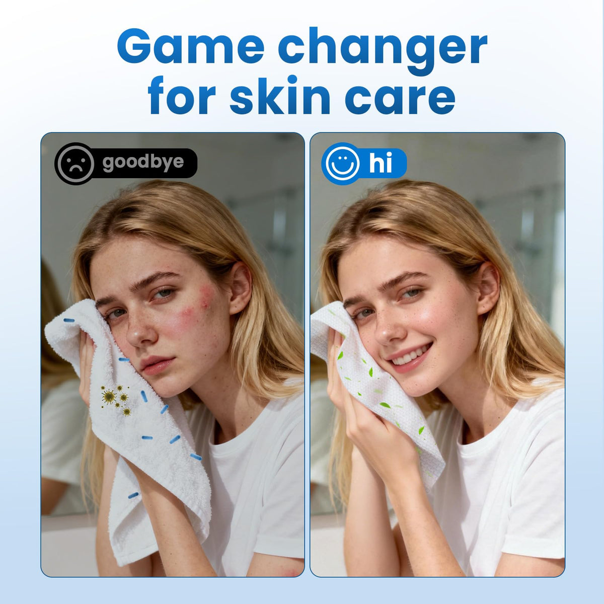 Borje Face Towels XXL, Disposable Face Towel 10" x 12", 100 Count (2 Packs of 50), 100% USDA Biobased Facial Towelettes, Ultra Soft & Hygienic Makeup Remover Dry Wipes for Women Cleansing