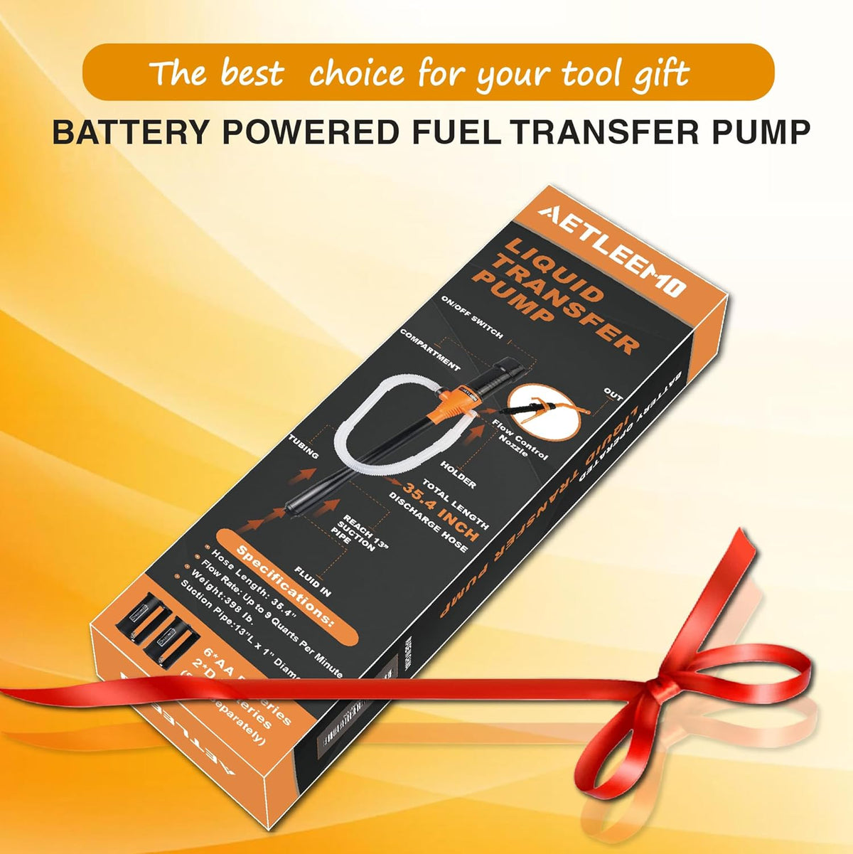 Portable Power Battery Pump, Battery Powered Electric Siphon Pump for Gasoline, Fuel Oil and Diesel, Siphon Liquid Extractor, 2.2 GPM, Hand Fuel Pumps