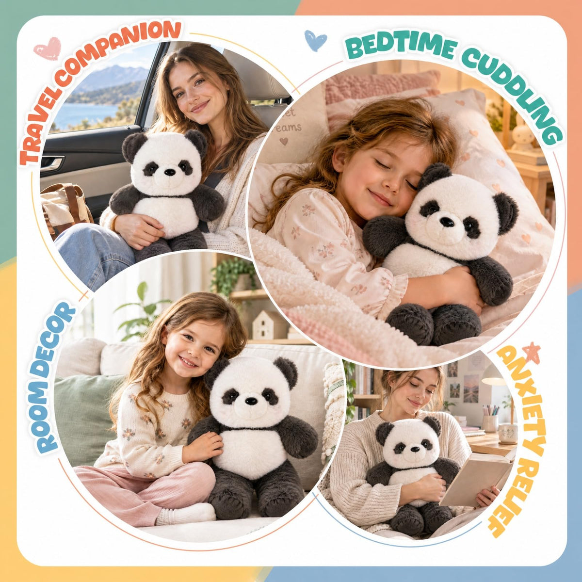 Running Plushies, 17.7" Cute Running Panda Stuffed Animal for Kids 3+