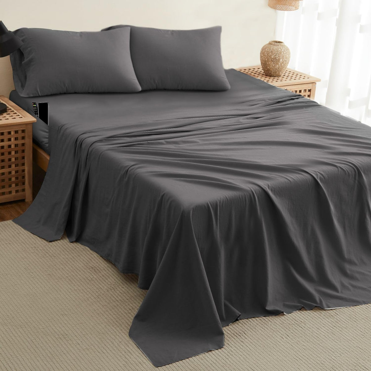 DREAMCARE King Size Sheets Set - King - Extra Deep - Gray