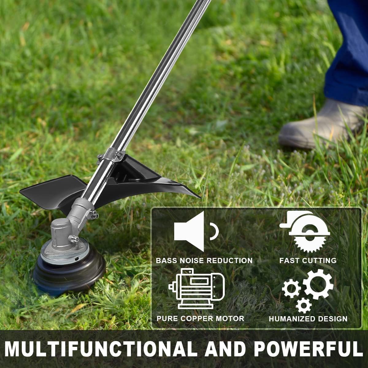 Weed Wacker String Trimmer, 42.7CC Cordless Grass Gas Powered Weed Wacker 2-in-1 Straight Shaft String Trimmer Brush Cutter with 2 Detachable Head for Grass/Heavy Bush