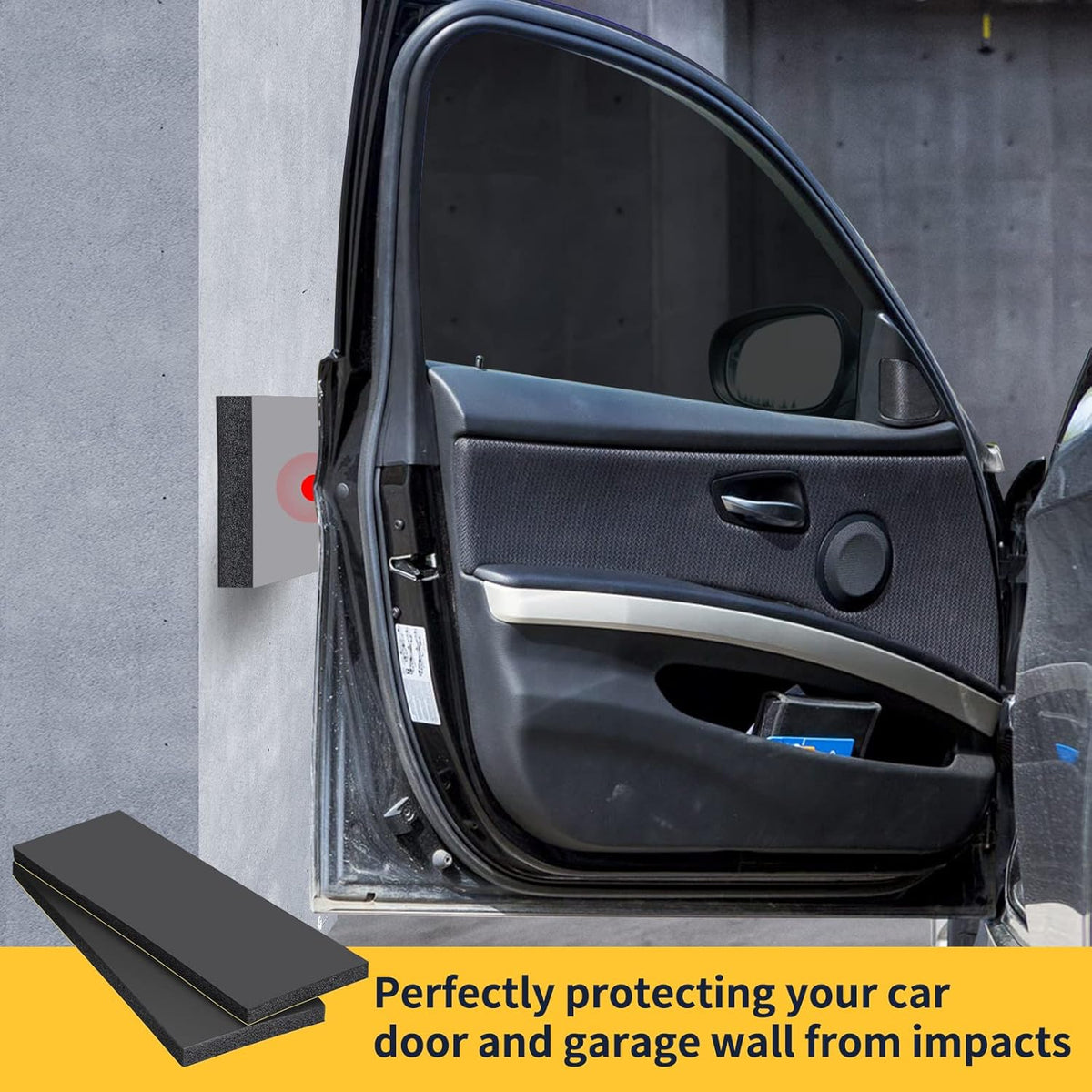 Garage Wall Protector, 2 Pack Garage Car Door Protector Bumper Guard for Car Doors Anti-Collision Waterproof Inflaming Ultra Self Adhesive EVA Foam for Warehouse (16-17/32" x 5-29/32" x .79)