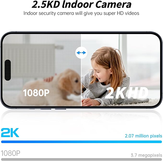 Indoor Camera 2K HD 5G/2.4Ghz WiFi Pet Robot Camera Motion Detection and Alarm,Two-Way Talk,Color Night Vision, Nanny Cam Compatible with Alexa(Black)