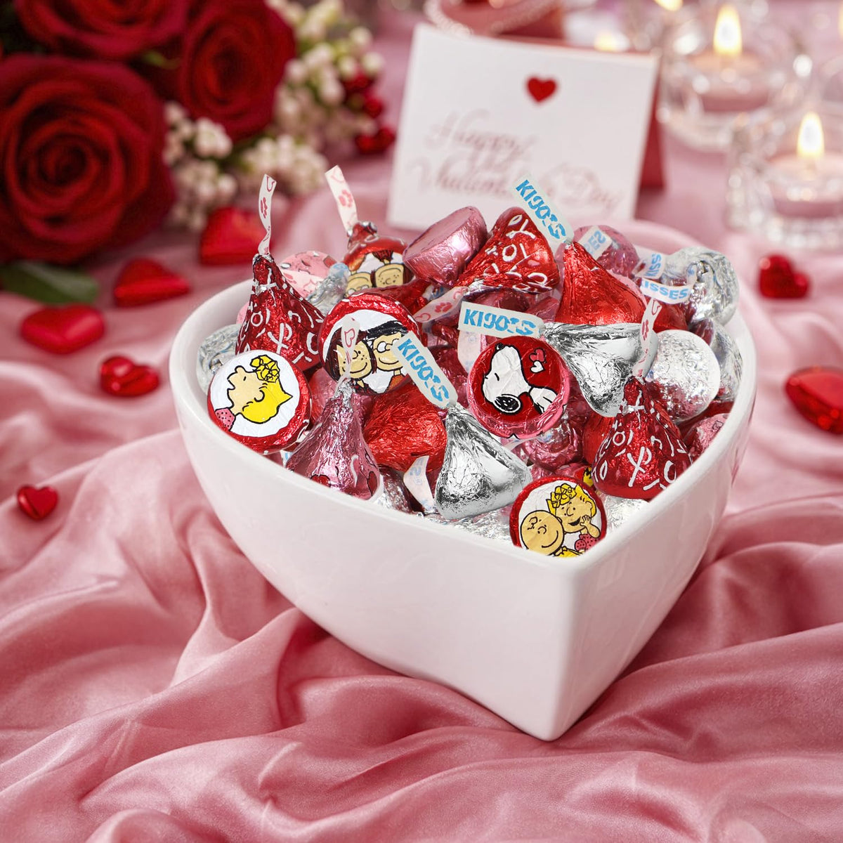 Assorted 2 Pound Valentine’s Day Chocolate Candy Mix - Valentine Themed Festive Variety Pack for Parties, Gift Bags, Candy Bowls & Sharing - Approx