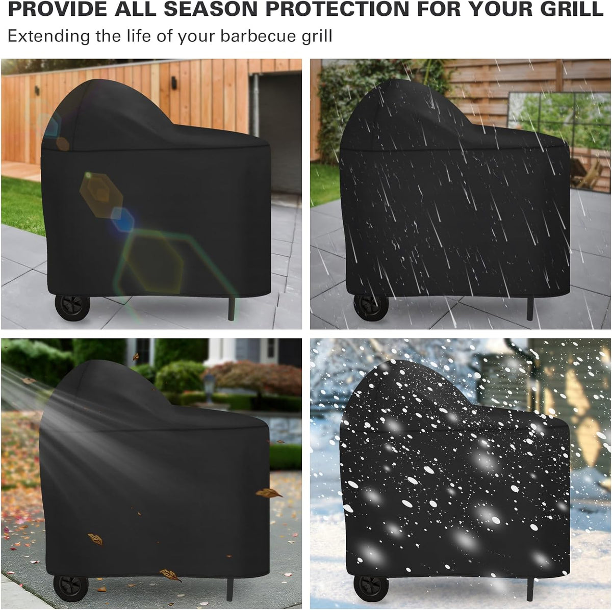 Grill Cover Fits for Char-Griller AKORN Kamado Grill with Cart, 600D Heavy Duty BBQ Grill Cover Charcoal Grill Cover Waterproof Outdoor Grilling Cover, Model 6555