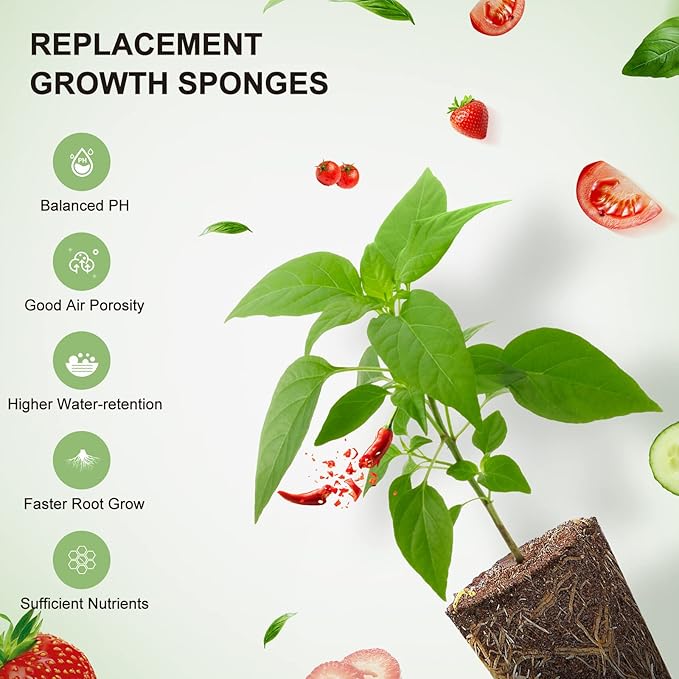 Ahopegarden 120pcs Hydroponic Pods Kit: Compatible with AeroGarden Herb Kits with 120 Grow Sponges; 120 Pods Lable, Highly Breathable - Indoor Garden Kit Supplies for Most Brands