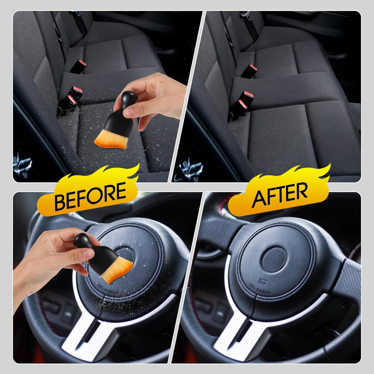3 PCS Car Interior Detail Dust Brush,Soft Car Interior Detailing Kit Tools,Dash Duster Brush for Auto,Truck,SUV,RV Interior Cleaning