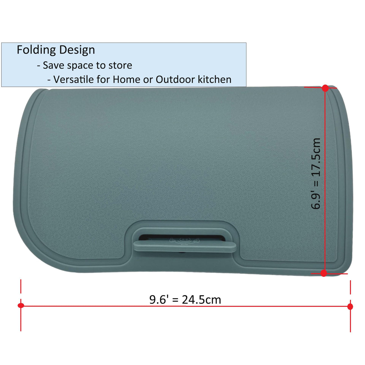 cozymomdeco Korean Made Thick Silicone Double-Sided Usable Cutting Board 14.3" x 9.7" Foldable Design Drip Groove Grip Handle Dishwasher Safe 1PCS Gift for Mom (Mint) Stocking Stuffer