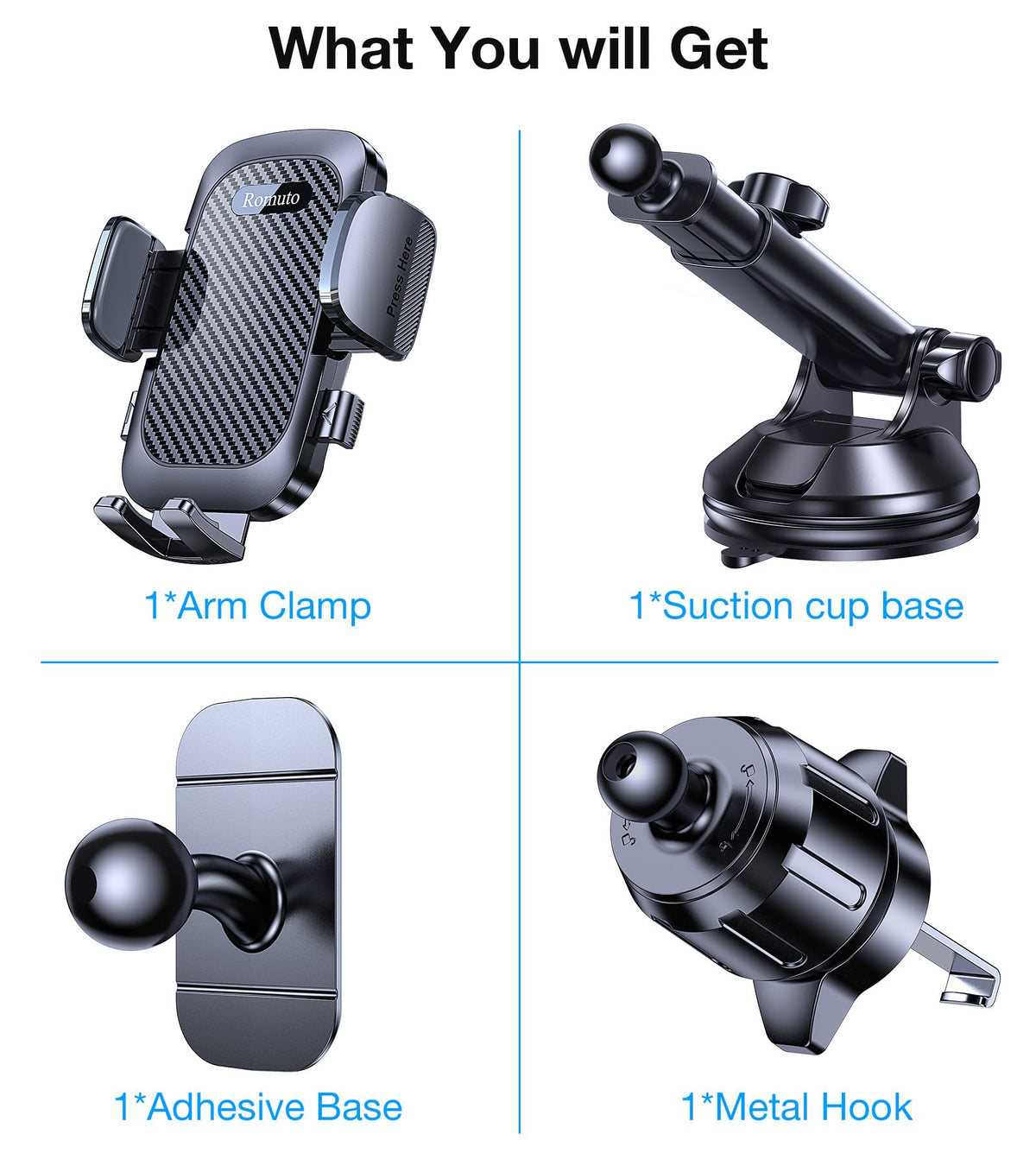 Romuto Phone Holders for Your Car Phone Holder Mountใ90+LBS Suction Cupใ