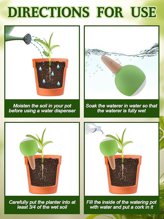 Kalolary 8Pcs Plant Watering Globes, Large Terracotta Automatic Watering Stake Devices with Wooden Stopper for Pots, Planters, Indoor, Outdoor