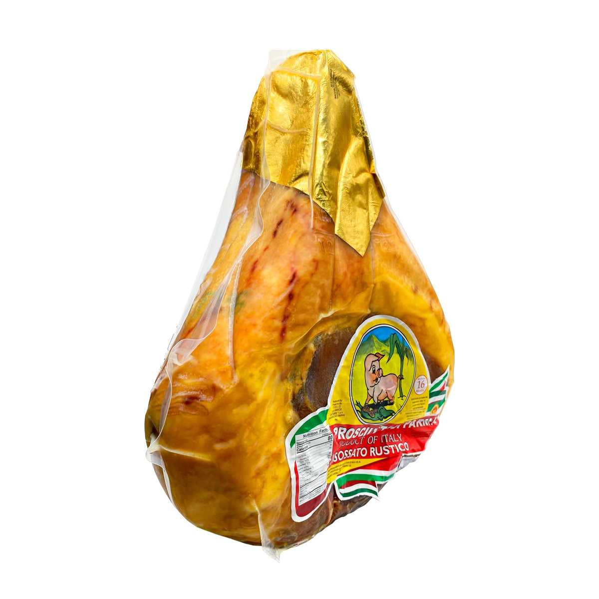 La Torre Parma Prosciutto “Rustico” - 16 Months Aged, 17 lb Whole Ham | Authentic Italian Dry-Cured Prosciutto di Parma | DOP
