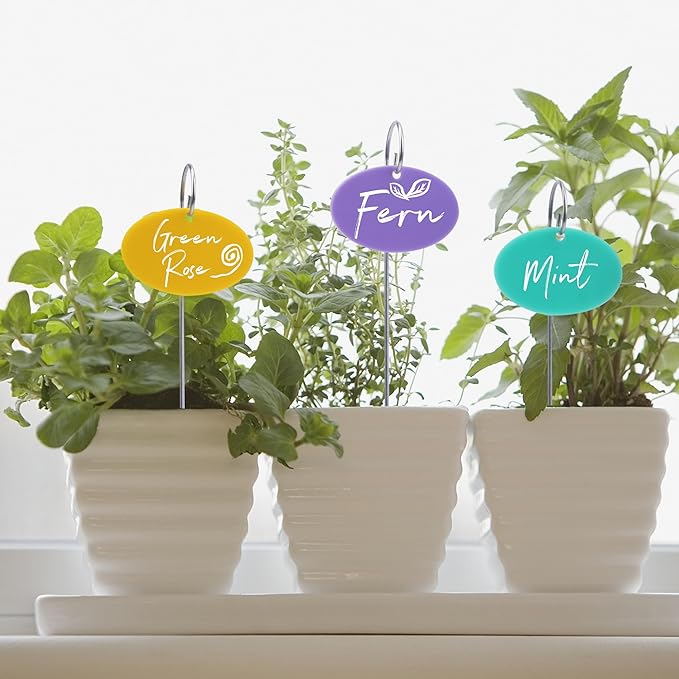 Temlum Plant Labels With Marker Pen, 25 Pcs Garden Markers Label Stakes Sign Tags for Outdoor Plants, Flowers, Herbs, Seed (Multicolor)