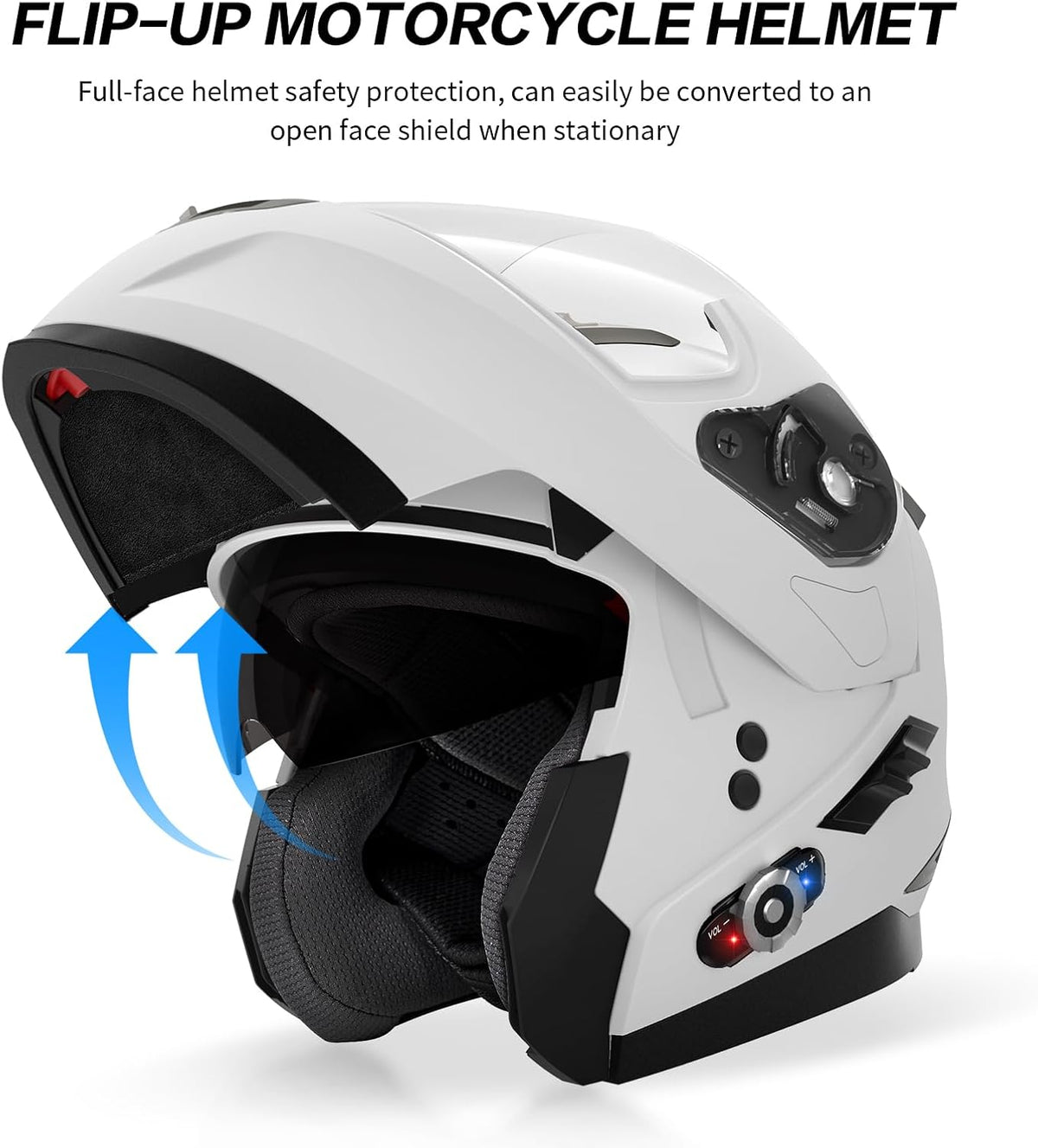 Motorcycle Helmet Bluetooth 5.0 Integrated New EPS FreedConn BM2-S Modular Flip Up Dual Visor Motorbike Helmet DOT FMVSS-218 Approved MP3 FM for Adults Men Women