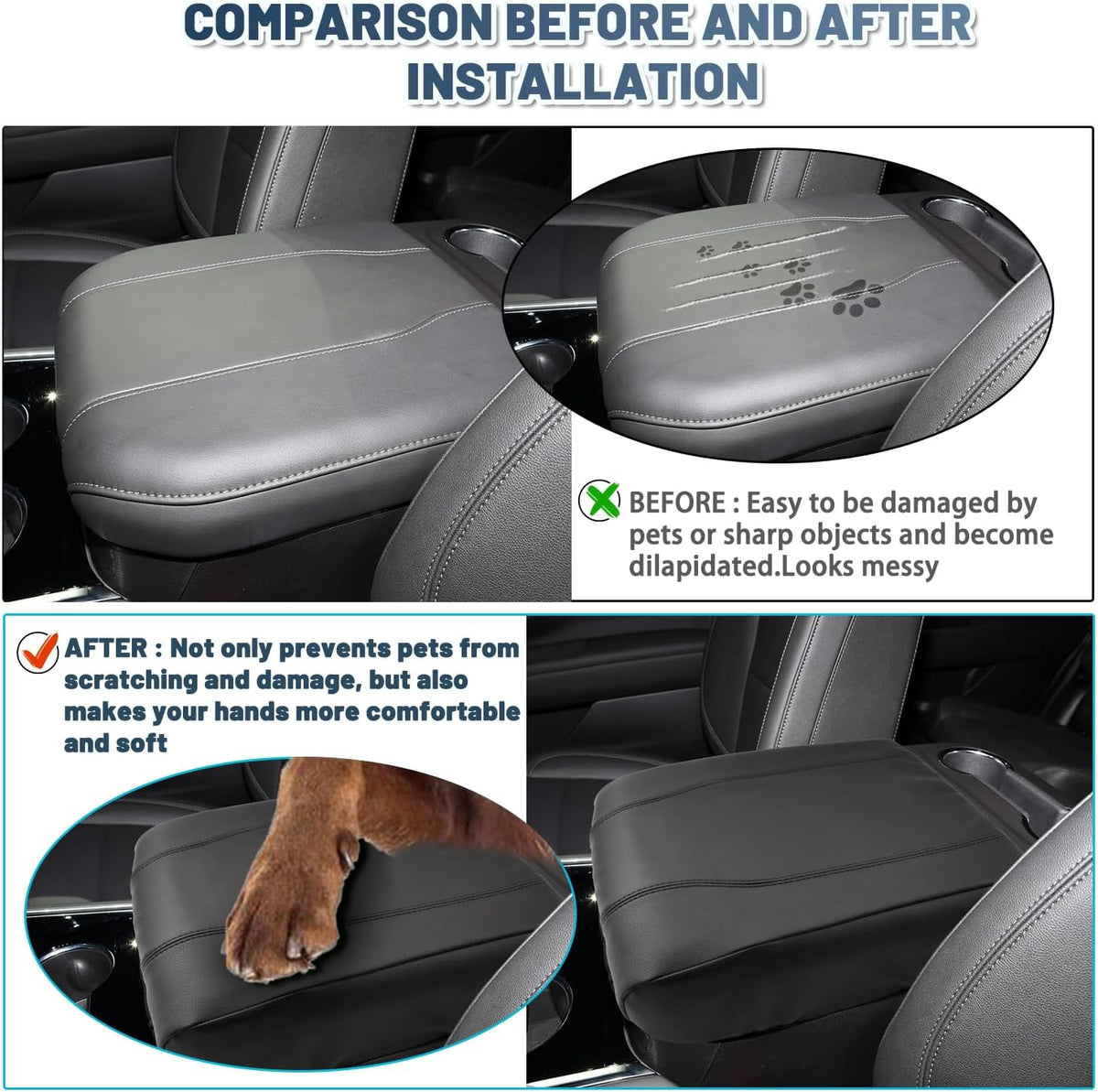 Ruiya 2025 Tahoe/Suburban Center Console Cover, for Chevy 2025 Tahoe/Suburban Accessories Soft Comfy Armrest Lid Cover Compatible with 2021-2025 Chevy Tahoe/Suburban RST/LS/LT/Premier/High Country