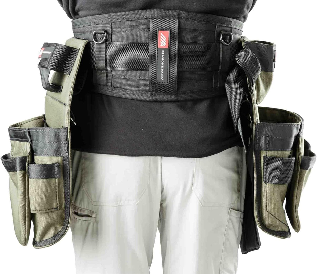 Diamondback 6" Padded Tool Belt - Men & Women - Framer, Carpenter, Ironworker - Black