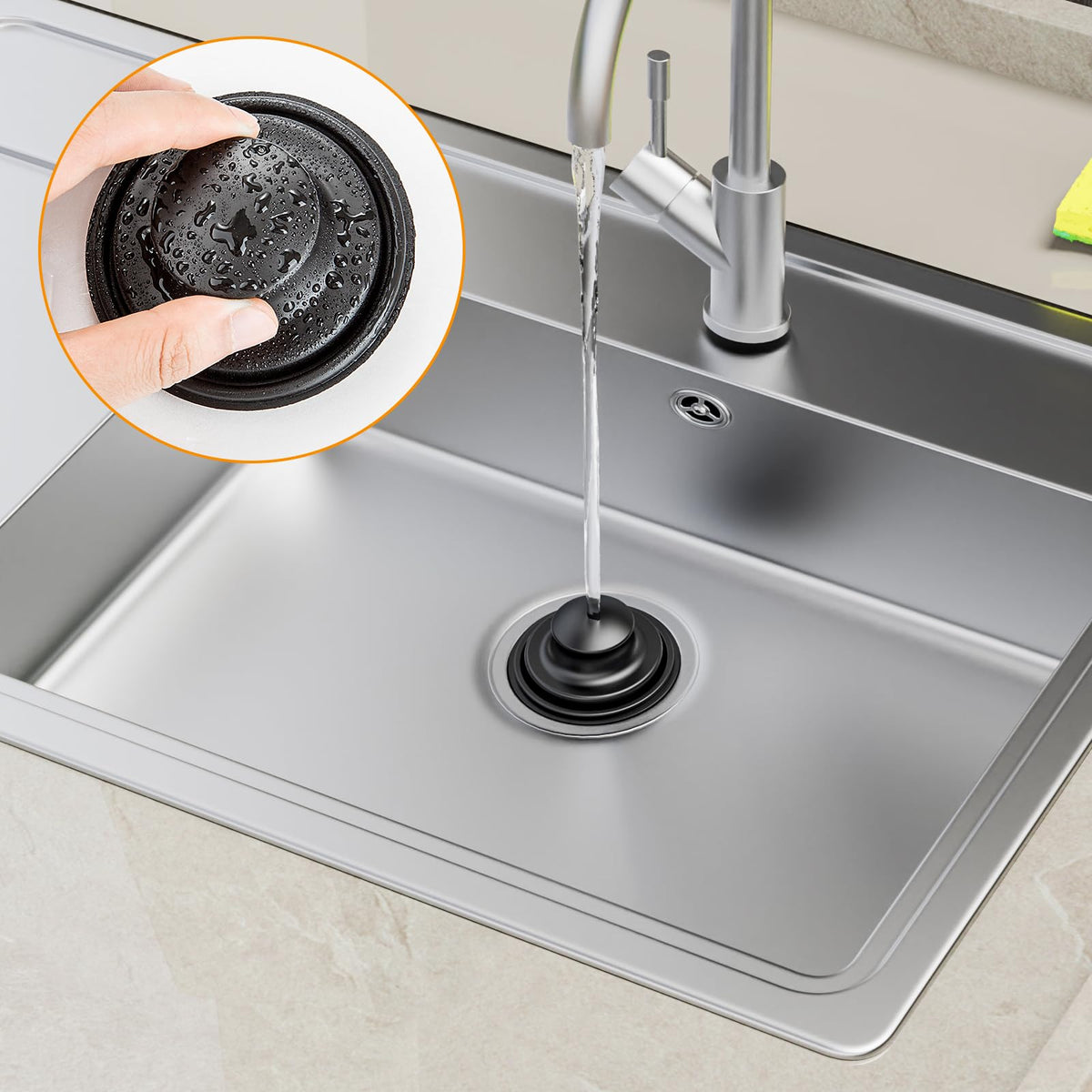 Huntorny 2PCS Kitchen Sink Drain Strainer and Stopper, Drain Catcher and Drain Protector for Kitchen Sink, Plug for Standard 3-1/2 Inch Garbage Disposal Sink Drain Cover