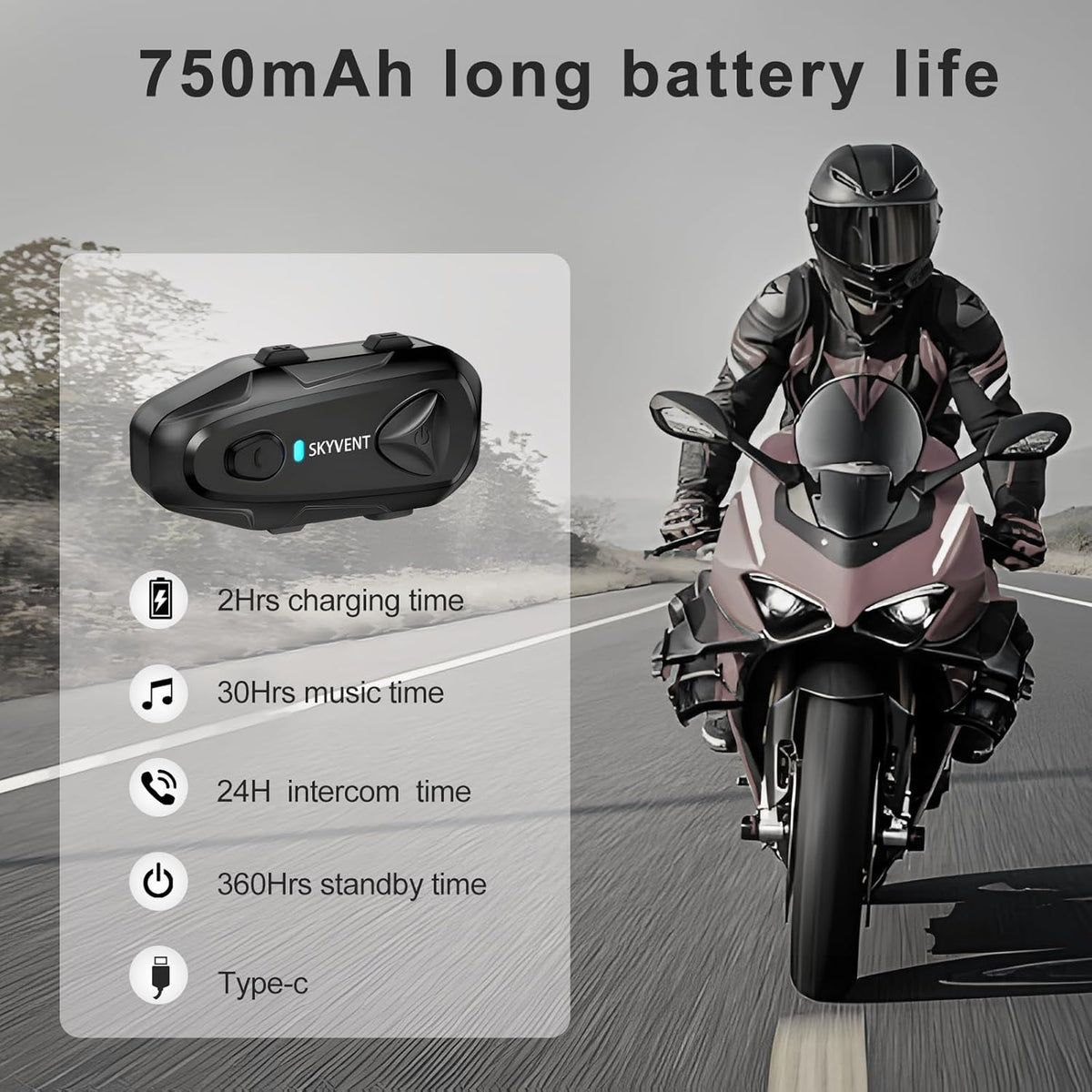 Q4 Motorcycle Bluetooth Communication System Headset Intercom, 4 Riders 1500m Music Sharing, FM, Noise Cancellation, IP65 Waterproof, Dual Pack (Q4)