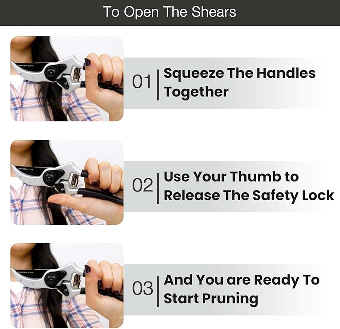 Razor Sharp Bypass Pruning Shears - Lifetime Replacement - Free Extra Blade, Spring & eBook - Japanese Steel - Premium Hand Pruners - Garden Shears - Garden Clippers - Secateurs with Ergonomic Handles