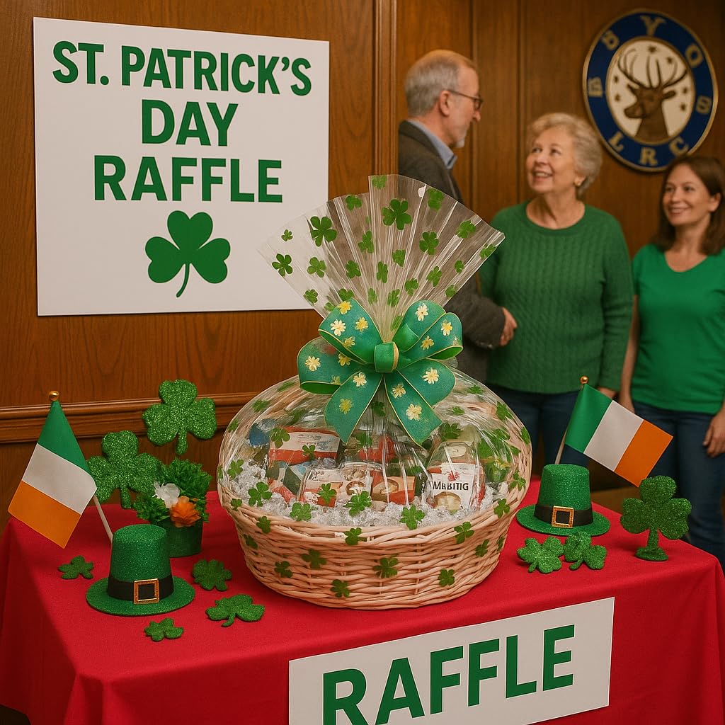 St. Patrick’s Day Gift Basket with Chocolate, Candy & Snacks - 18 Inch Shamrock Wrapped Gift Basket - Irish Holiday Treats for Family, Friends