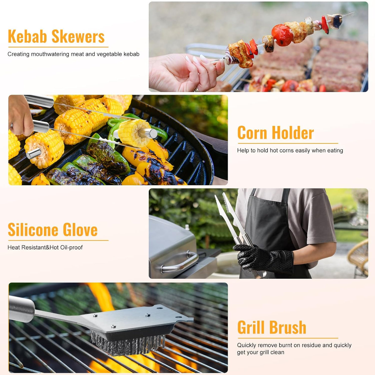 22Pcs Grilling Accessories, BBQ Accessories with Aluminum Case, Stainless Steel Grill Set Tools for Outdoor Camping&Barbecue, Grilling Gifts for Men Dad Fathers Day