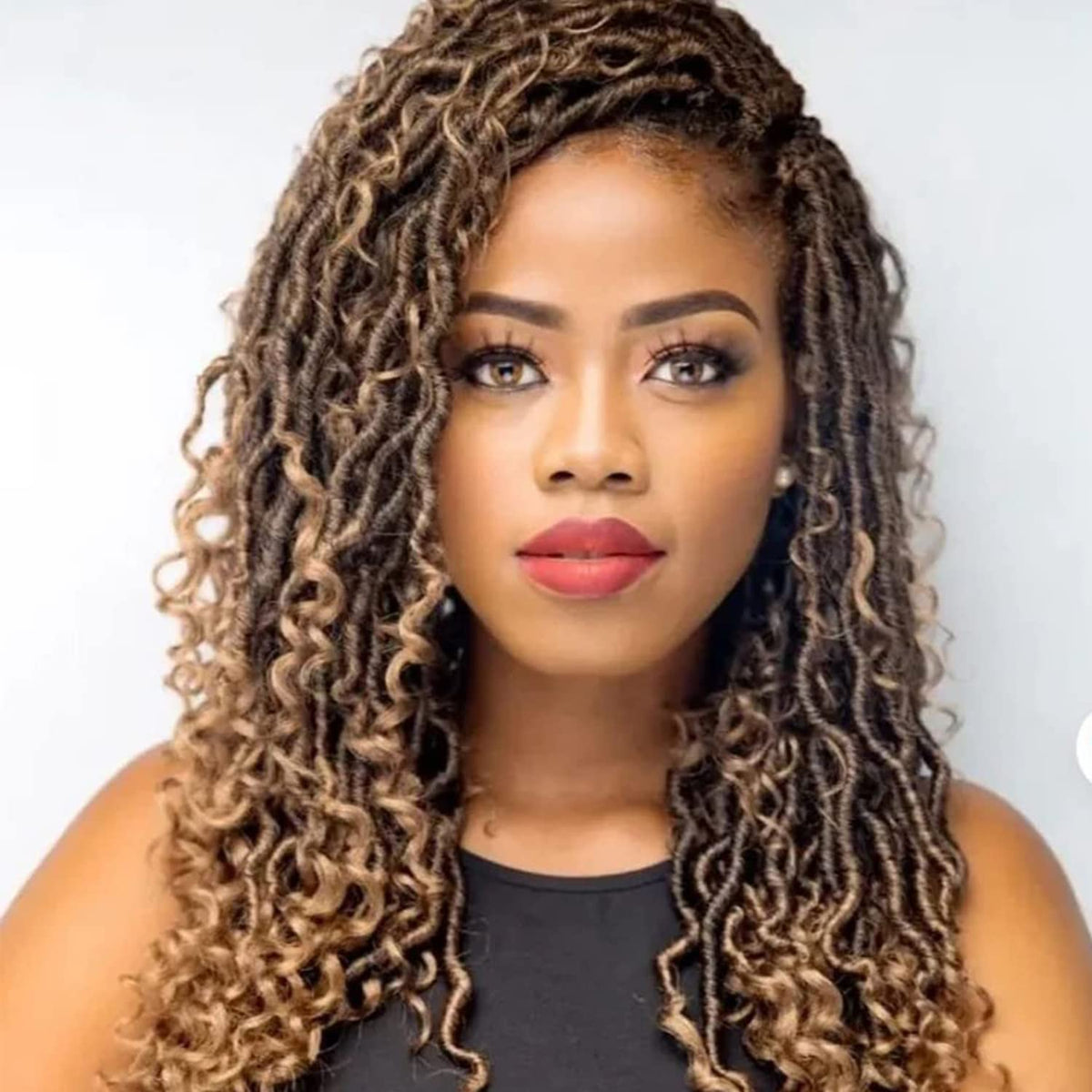 Faux Locs Crochet Hair 10 Inch Ombre Goddess Locs Crochet Hair For Women Soft River Locs Curly Pre Looped Crochet Braids With Cu