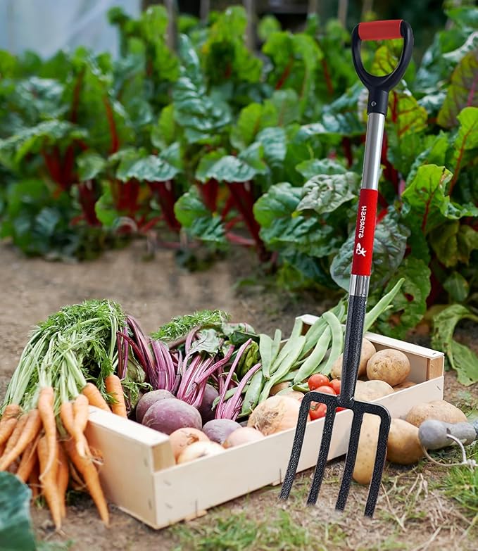 Digging Spading Fork Forged Steel with D Grip Handle 41” Premium 4-Tine Spading Digging Fork Sturdy Metal D-Grip Multi-Purpose Virtually Unbreakable Gardening Tool