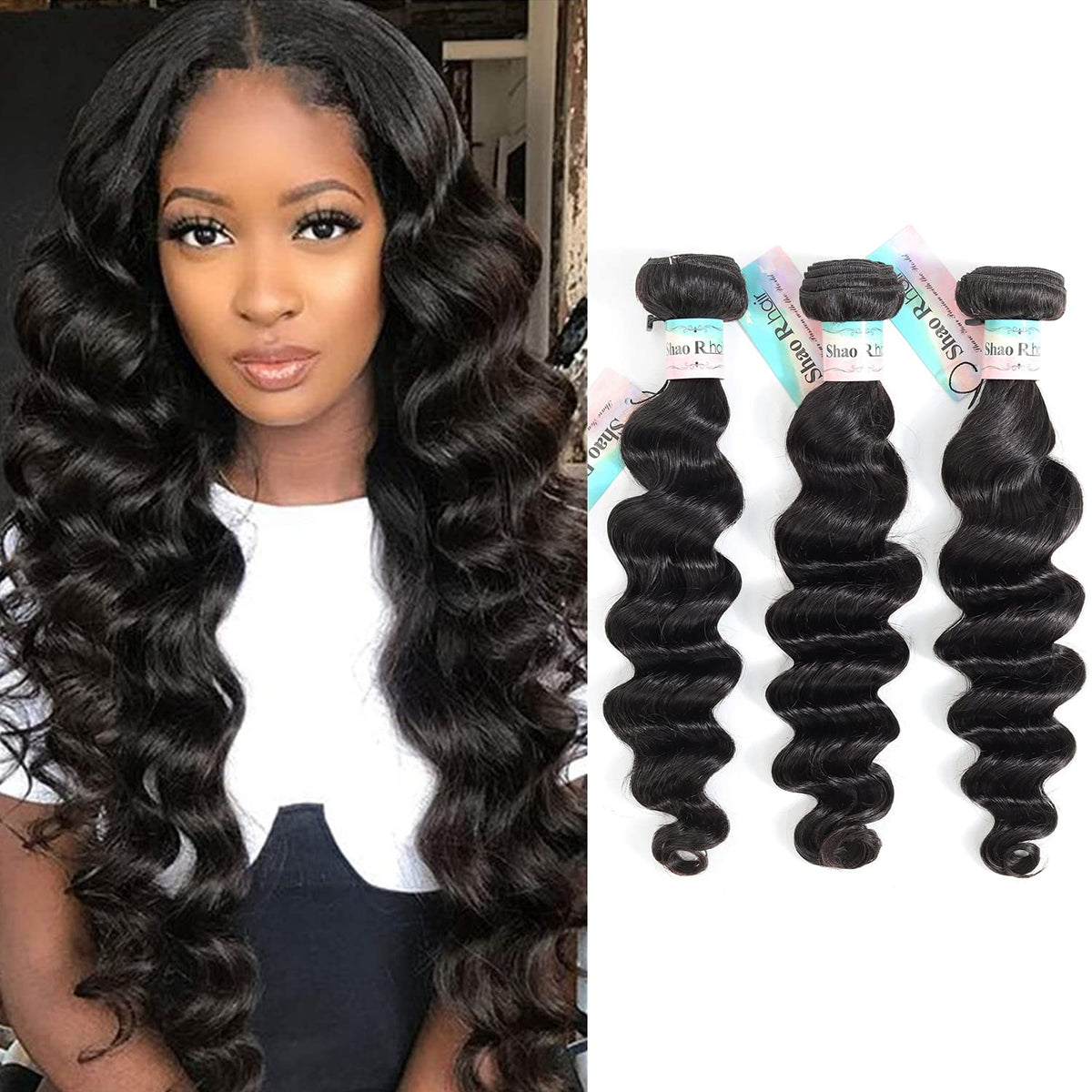 Brazilian Loose Deep Wave Bundles 100% Unprocessed Virgin Human Hair Loose Wave Bundles 20 22 24 Wet And Wavy 3 Bundles H