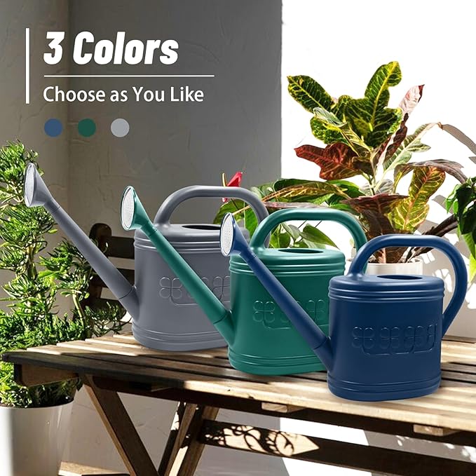 2 Gallon Watering Can, Outdoor Watering Can for Plants, Garden Water Can with Removable Long Spout and Stainless Steel Sprinkler Head, Large Water Can for Greenhouse (Dark Green, 2 Gallon)
