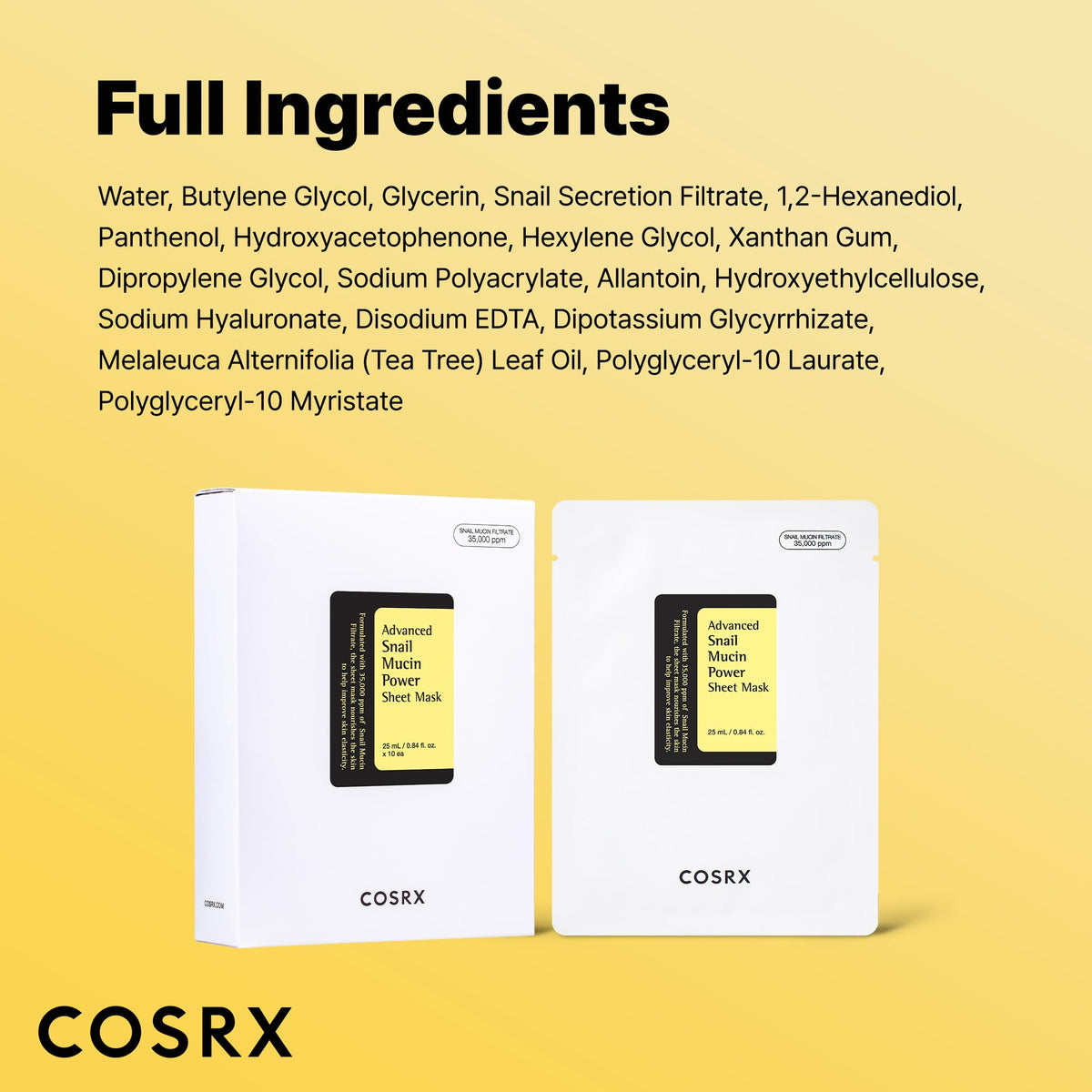 COSRX Snail Mucin Sheet Mask 10 EA with Snail Mucin Serum
