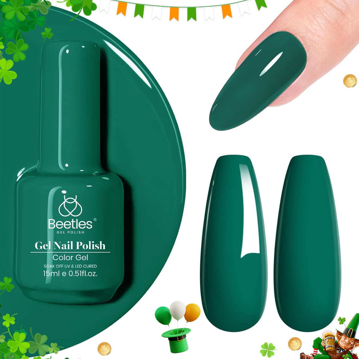 Beetles Gel Nail Polish 1 Pcs 15Ml-Emerald Green Gel Nail Polish Soak Off Uv Led Nail Lamp Needed Gel Polish Nail Art Manicure S