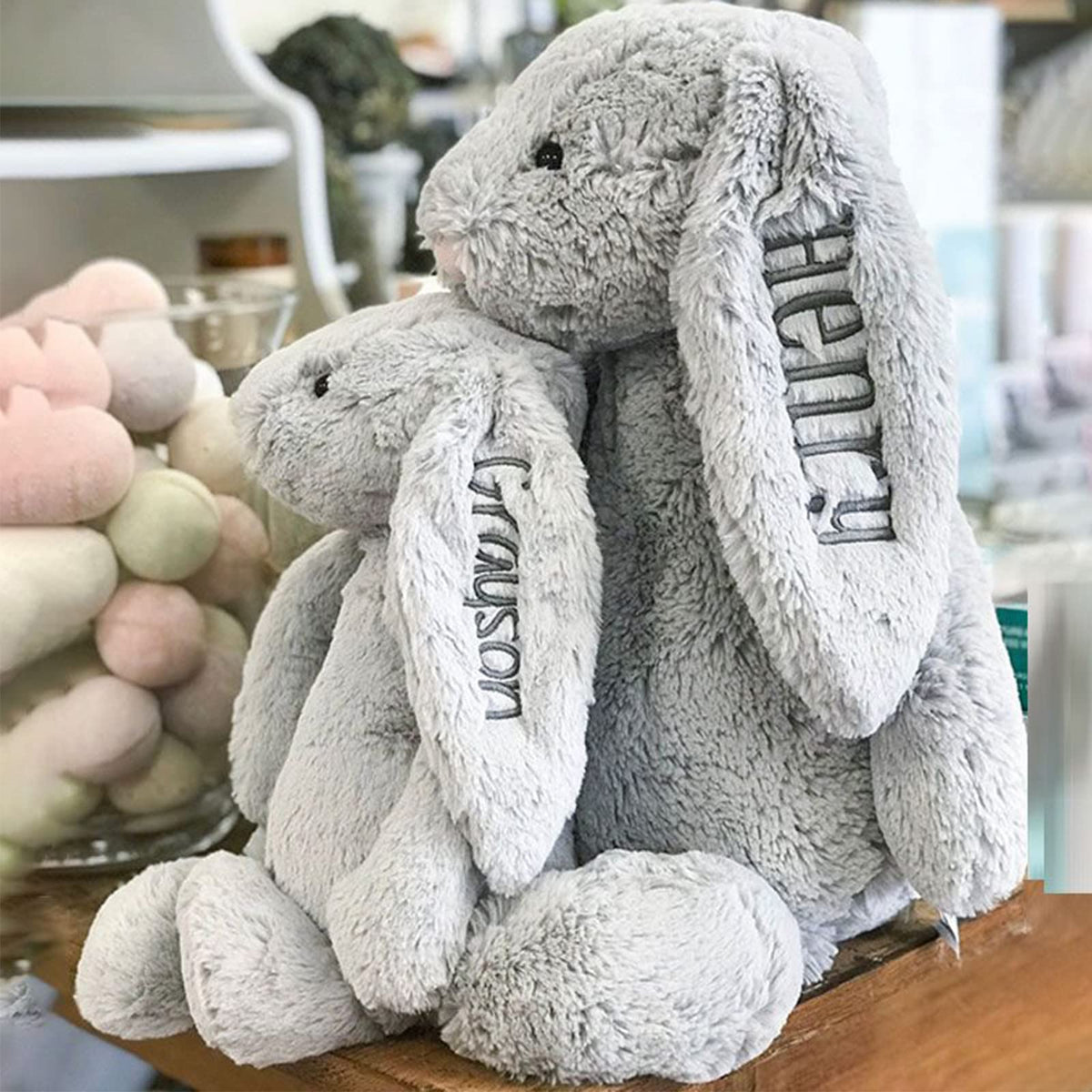 Embroidered Plush Bunny with Child's Name Handmade Custom Plush Toy Child's First Easter Gift