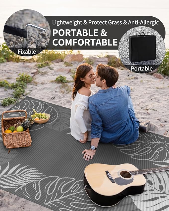 COCOER Tropical Outdoor Rug 9x12 Reversible-Waterproof Patio Rug-Quick Dry Outdoor Carpet-Outdoor Area Rugs Indoor Outdoor Rugs-Outside Rug Patio Decor for Porch Deck Balcony Backyard
