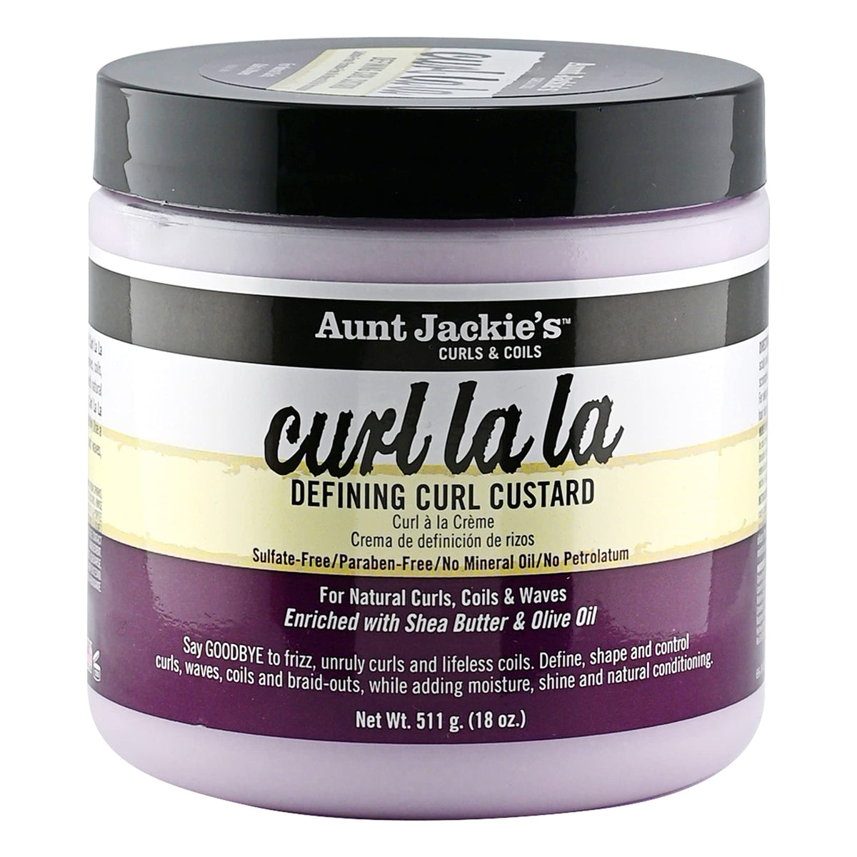 Aunt Jackie'S Hair Styling Agent Curl Custard, 18 Oz - For Natural Hair Curls, Coils And Waves, Enriched With Shea Butter And Ol