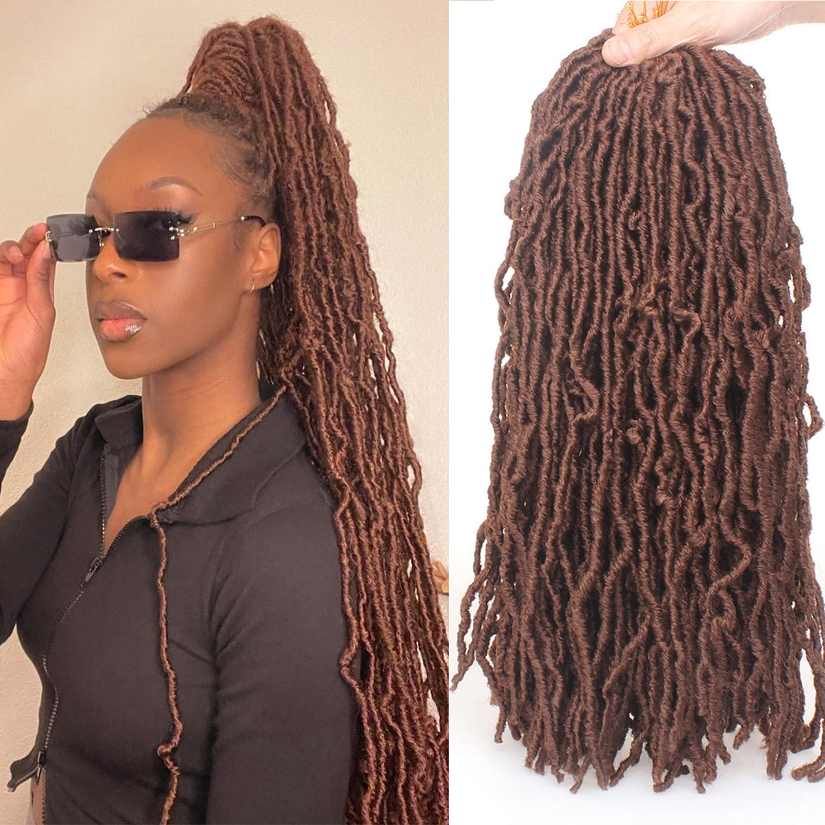 18 Inch 6 Packs New Faux Locs Goddess Soft Locs Curly Wavy Crochet Braiding Hair Pre Looped Faux Locs Crochet Hair Synthetic Ext