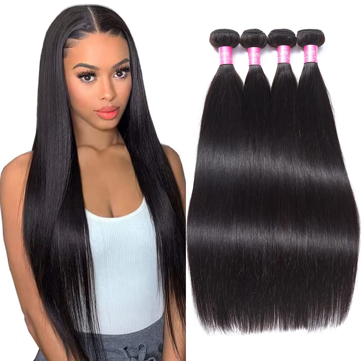 10A Straight Bundles Human Hair Brazilian Straight Human Hair Bundles 24 26 28 30 Inch Unprocessed Virgin Straight Weave Human H