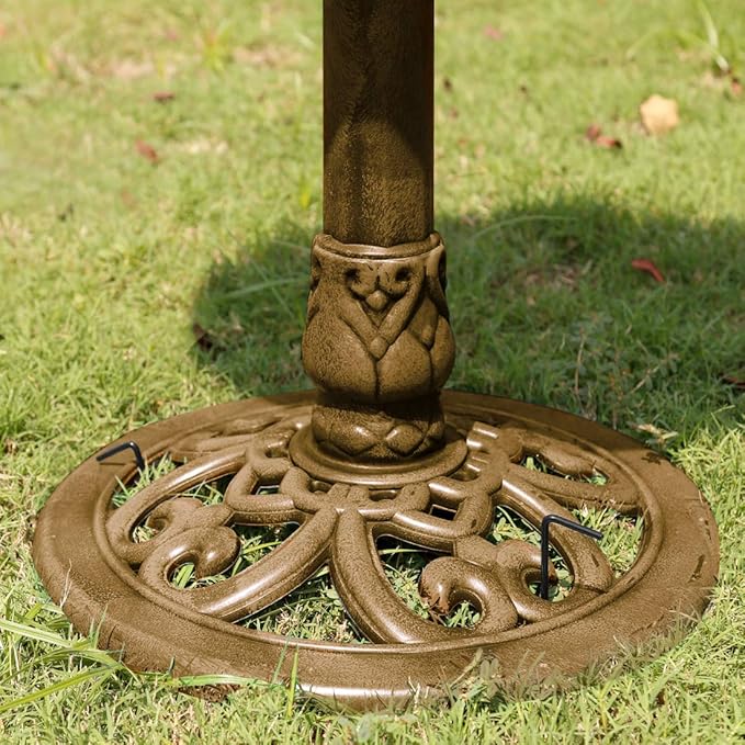 VIVOHOME Polyresin Antique Outdoor Golden Garden Bird Bath and Solar Powered Round Pond Fountain Combo Set