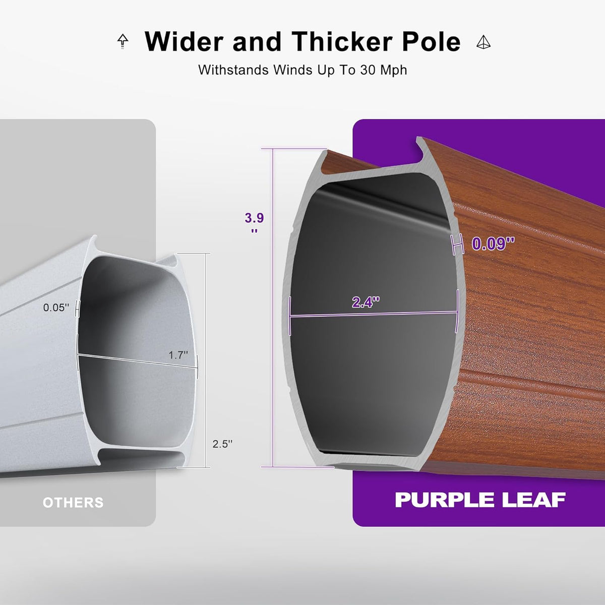PURPLE LEAF 12' X 12' Patio Large Cantilever Umbrella Outdoor Square Wood Umbrellas Offset Umbrella Heavy Duty Sun Umbrellas for Garden Deck Pool, Heather Taupe
