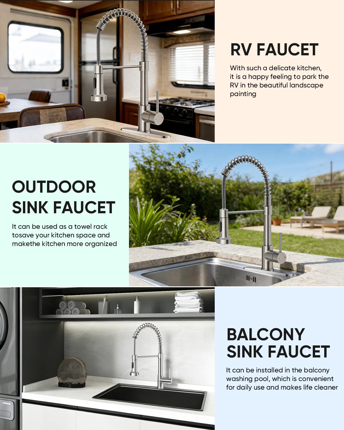 OWOFAN Kitchen Faucet with Pull Down Sprayer Brushed Nickel