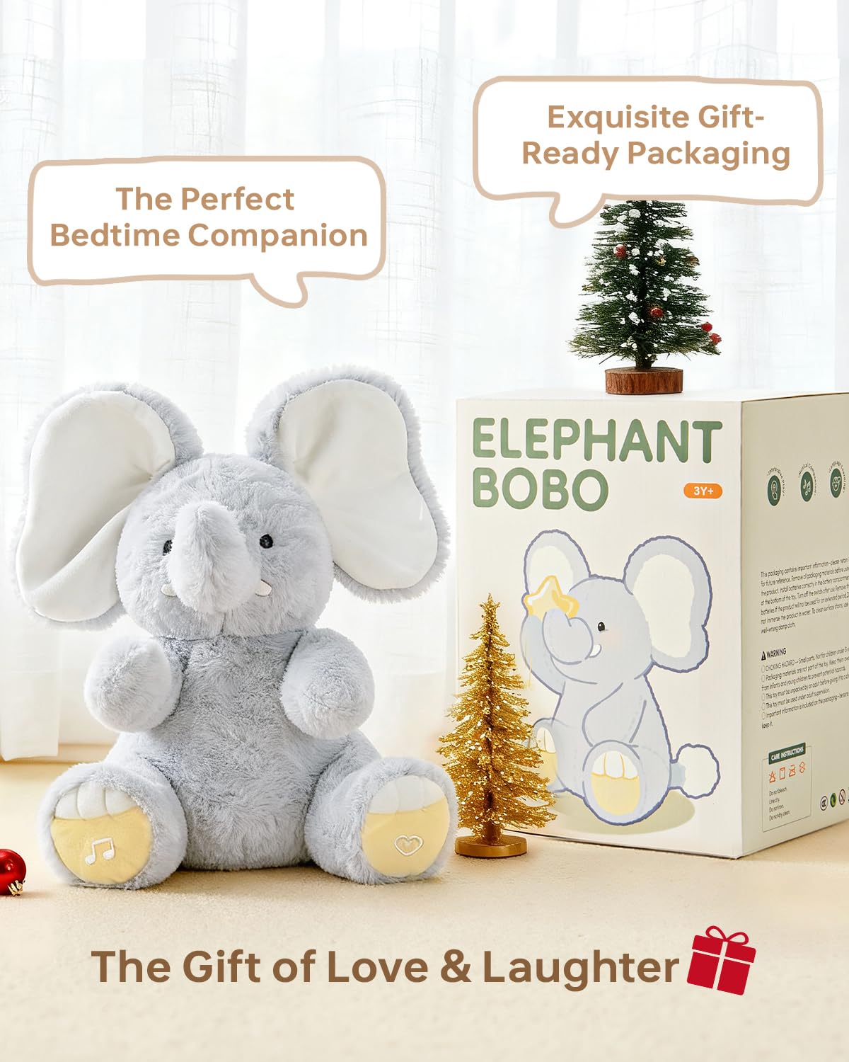 Peek A Boo Elephant Toy, Interactive Singing Plush Elephant, Moving Ears