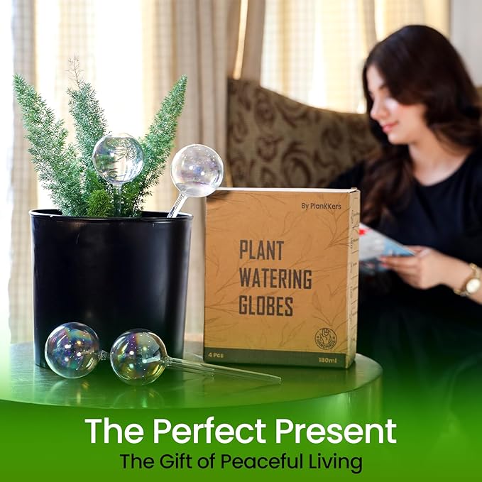 4 Pcs Iridescent Self Watering Globes, Glass Rainbow Plant Watering Globes, Self Watering Planter Insert, Automatic Plant Waterer Indoor, Plant Watering Devices, Plant Water Globes, Watering Bulb