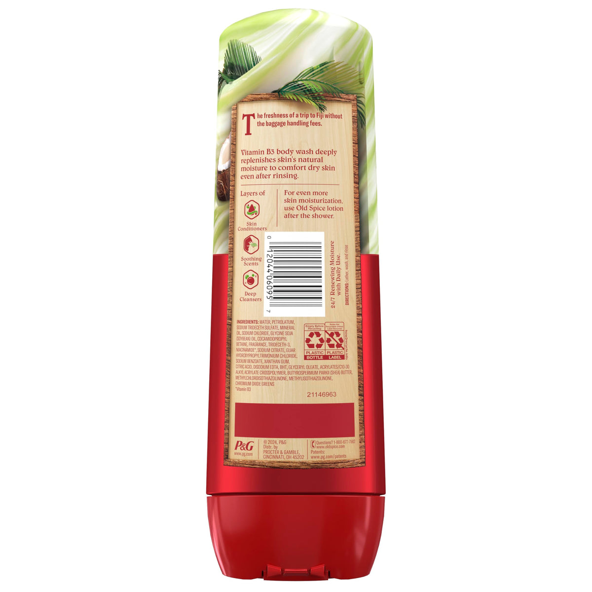 Old Spice GentleMan’s Super Hydration Body Wash for Men, Moisturizing Shower Gel for Dry Skin, 24/7 Renewing Moisture with Skin Conditioners, Fiji with Palm Trees + Coconut Scent, 20 oz