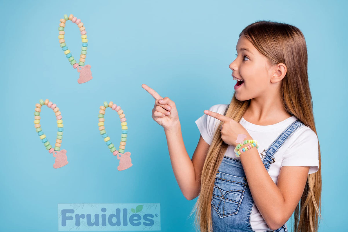 Fruidles Easter Bunny Candy Bracelet, Multicolor Fruit-Flavored Chewables for Party Favors (24-Pack)