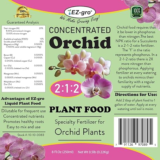 Professional Liquid Orchid Fertilizer by EZ-gro | 3:1:2 Ratio of Concentrate Indoor Plant Fertilizer for Orchid Food | 8 oz
